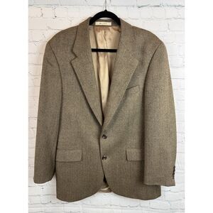 CHAPS by PALPH LAUREN natural brown herringbone wool mens jacket blazer 44S